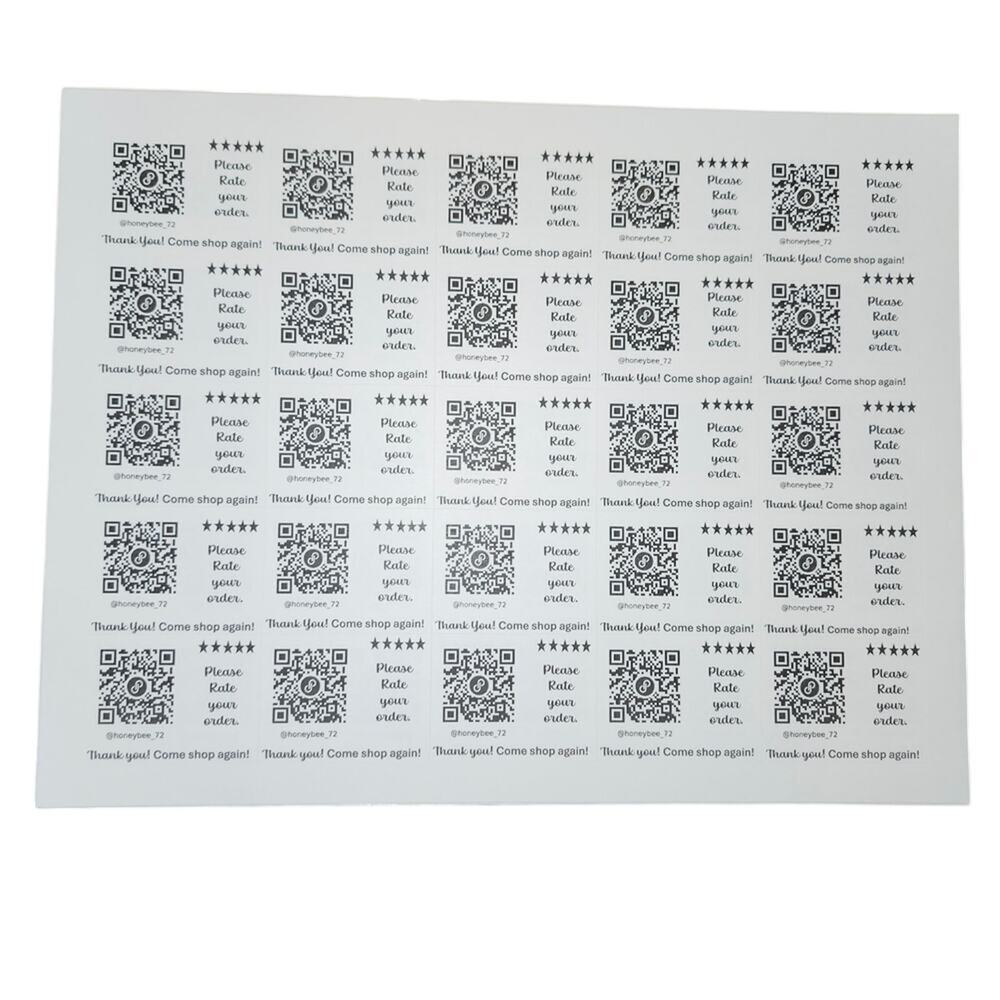 QR and Rate My Order Labels (50) - 2 sheets of 25 - Laser Printed - Picture 2 of 4